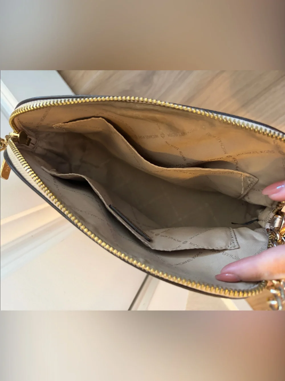 Michael Kors Metallic Rose Gold MK Logo Crossbody